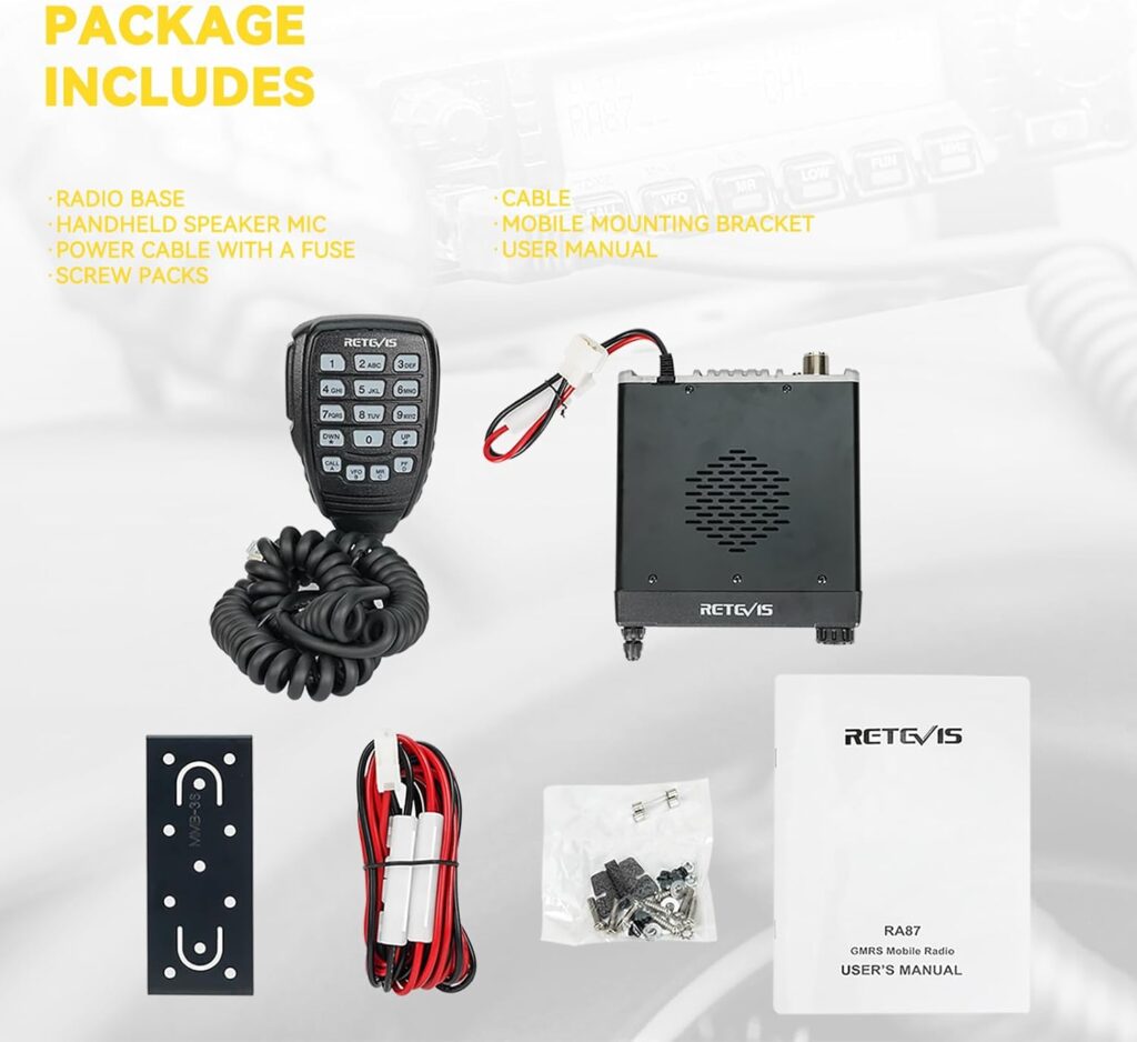 Retevis RA87 GMRS Mobile Radio installed in car for overlanding use