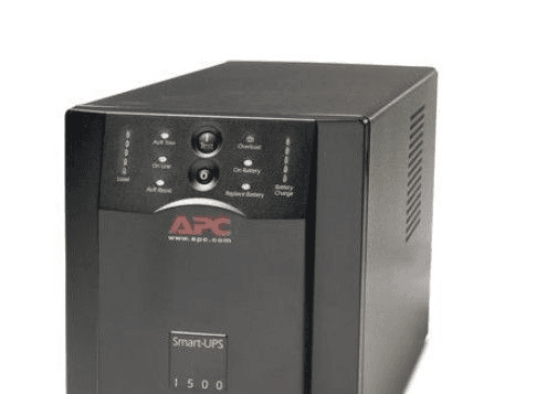 Alt Text: APC Smart-UPS and Eaton 5S UPS battery backup units side by side on desk showing reliable UPS brands vs cheap UPS brands